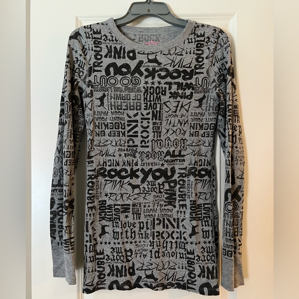 PINK Victoria Secret Thinner Gray Long Sleeve Shirt